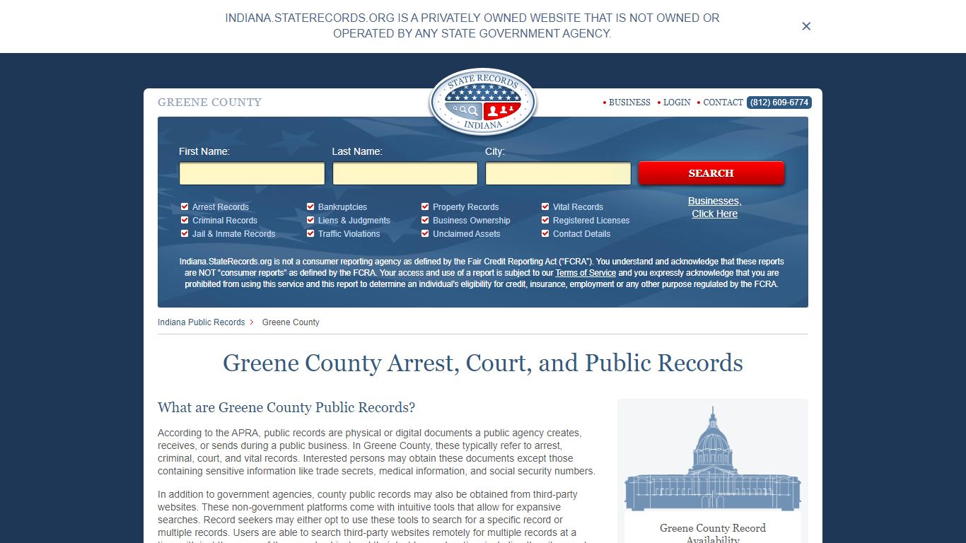 Greene County Arrest, Court, and Public Records