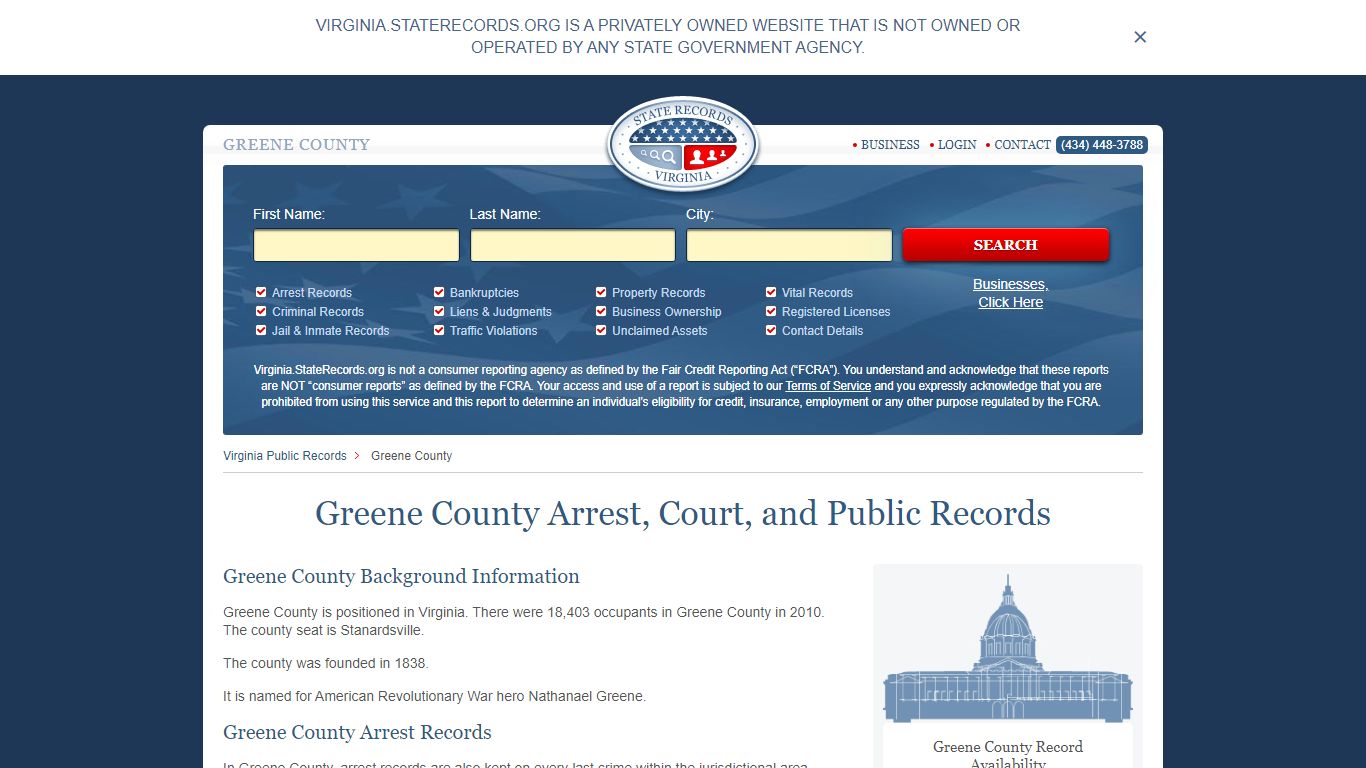 Greene County Arrest, Court, and Public Records